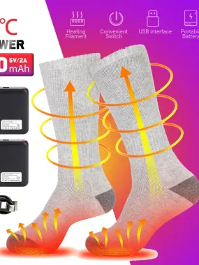 Rechargeable heated socks for winter, electric thermal socks for warmth in boots, snowmobile skiing and sports foot warmer