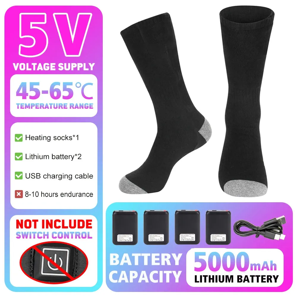 Rechargeable heated socks for winter, electric thermal socks for warmth in boots, snowmobile skiing and sports foot warmer