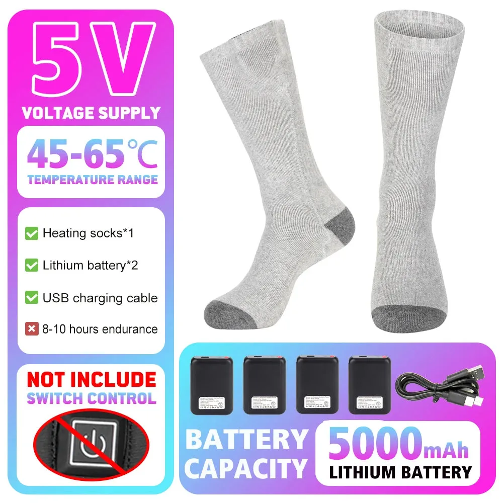 Rechargeable heated socks for winter, electric thermal socks for warmth in boots, snowmobile skiing and sports foot warmer