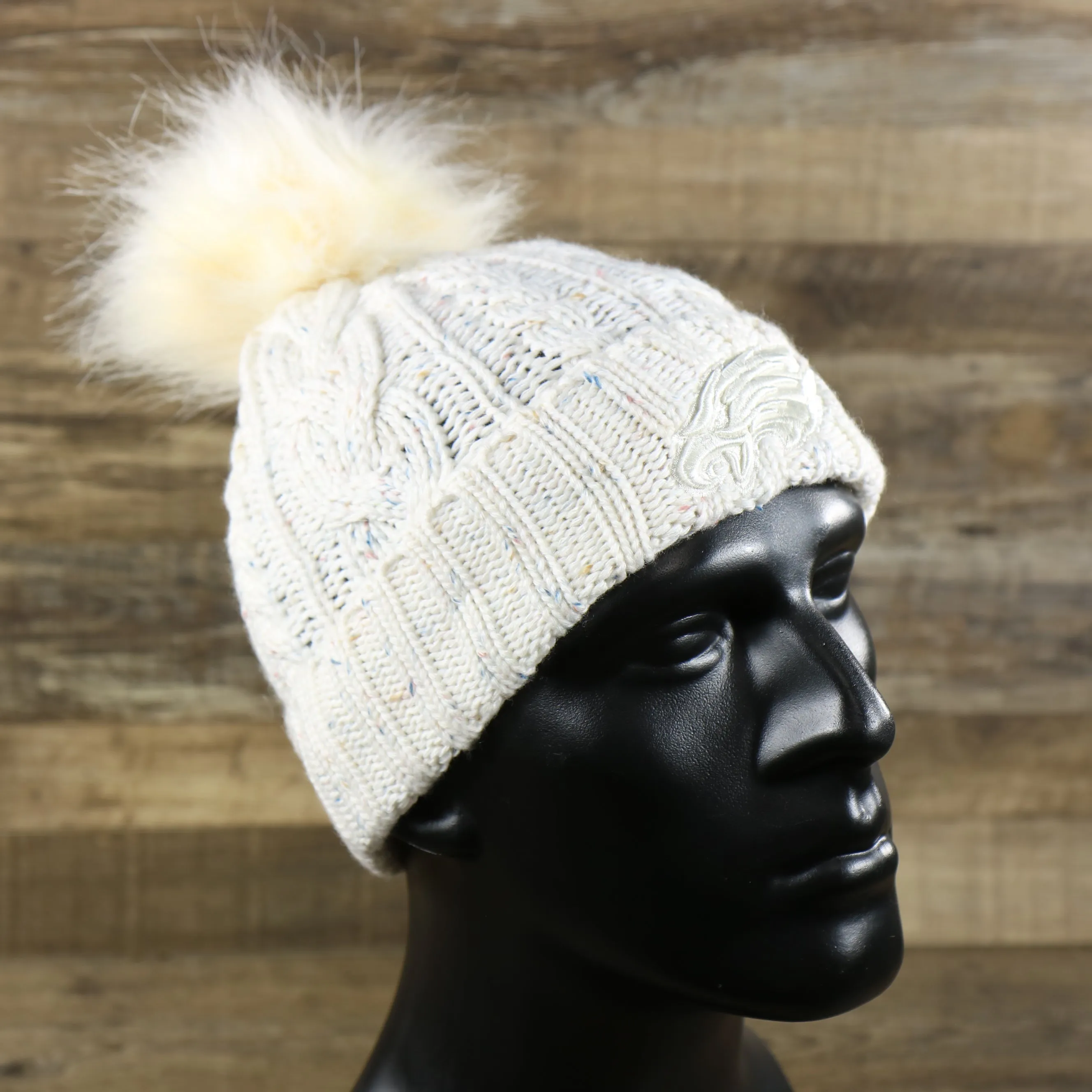 Result: Philadelphia Eagles Women's Confetti Print Pom Pom Cream Winter Beanie