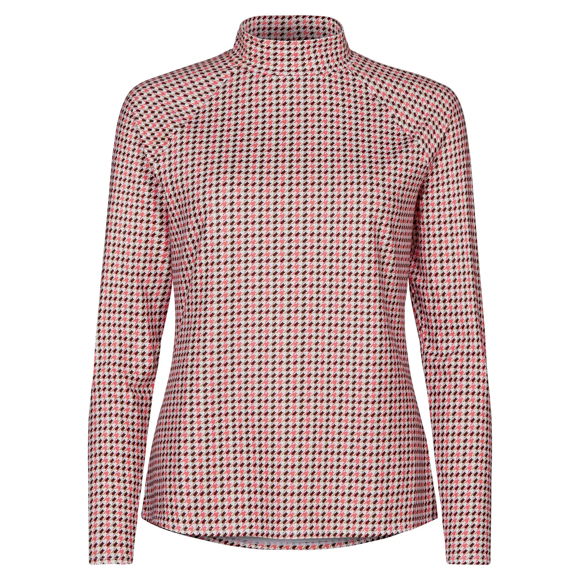 Rohnisch Danielle Thermal Polo Shirt Pink Houndstooth