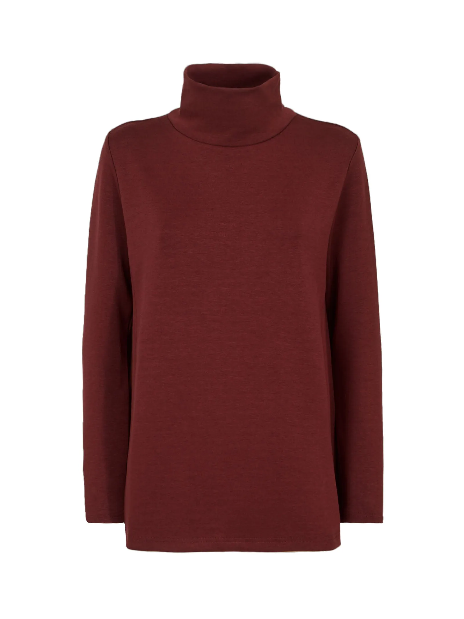 Scuba viscose fabric turtleneck sweatshirt.