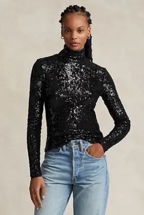 Sequin Turtleneck Jersey