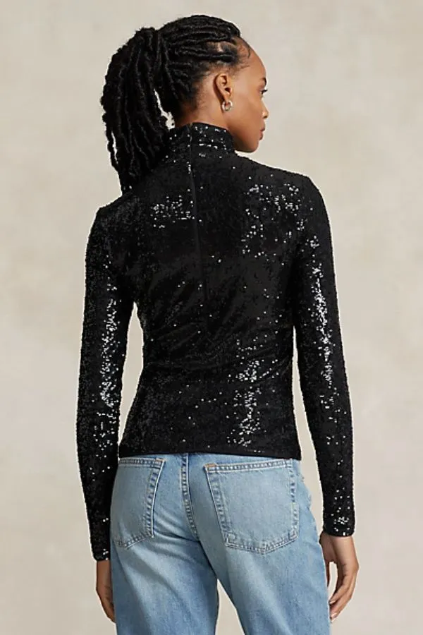 Sequin Turtleneck Jersey