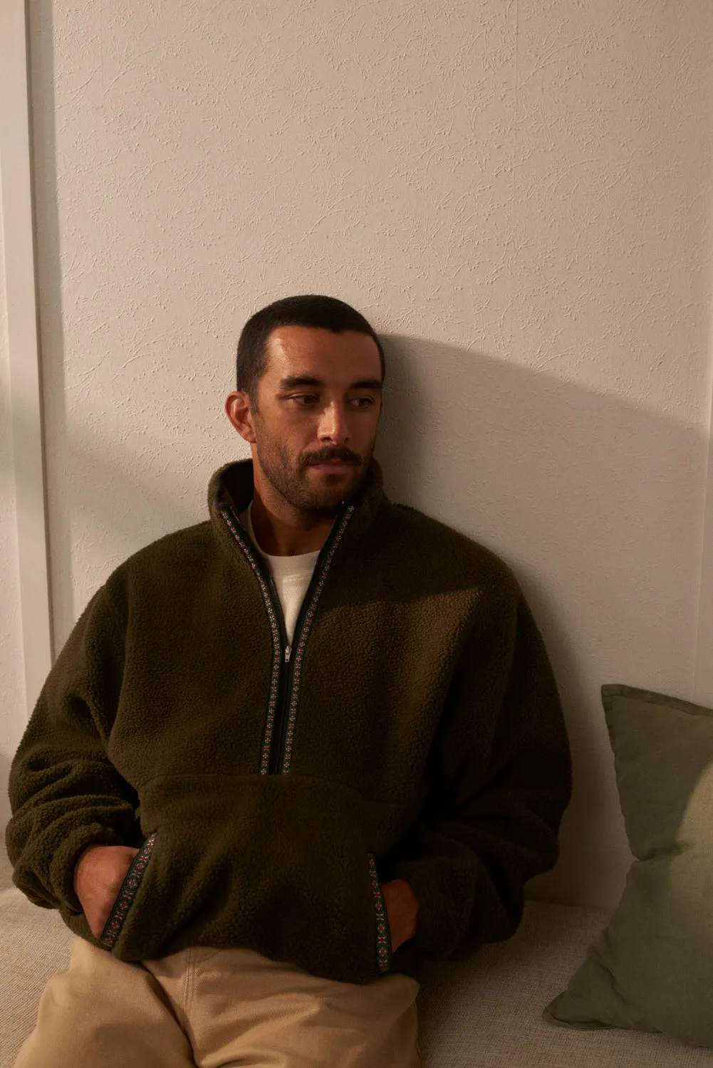 Sherpa Fleece Olive Pullover