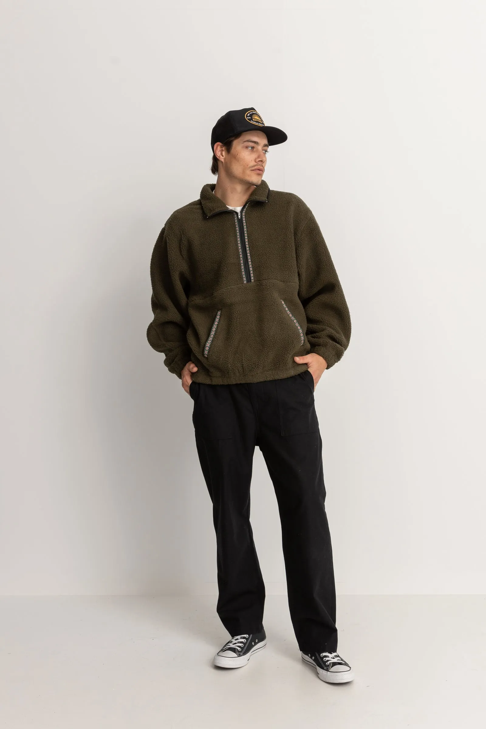 Sherpa Fleece Olive Pullover