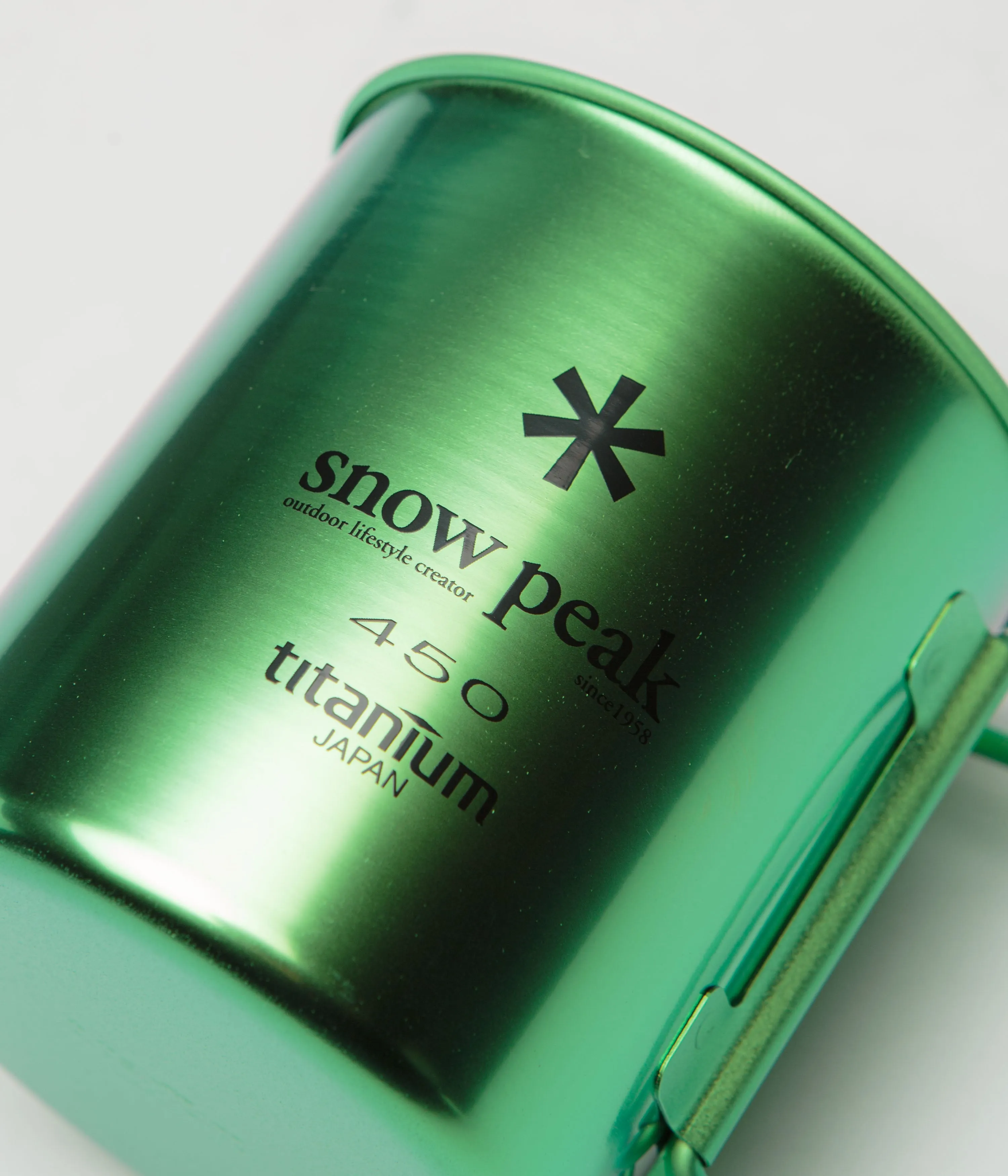 Snow Peak Titanium Mug - Ocean Green, Single Wall, 450ml, Anodized