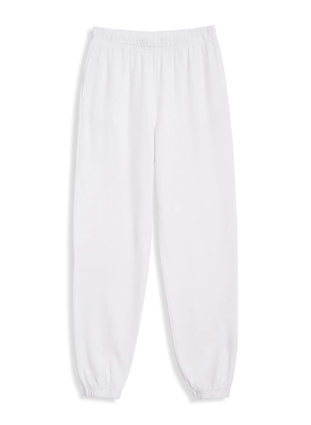 Soft Fleece Sweatpants with Pockets, White