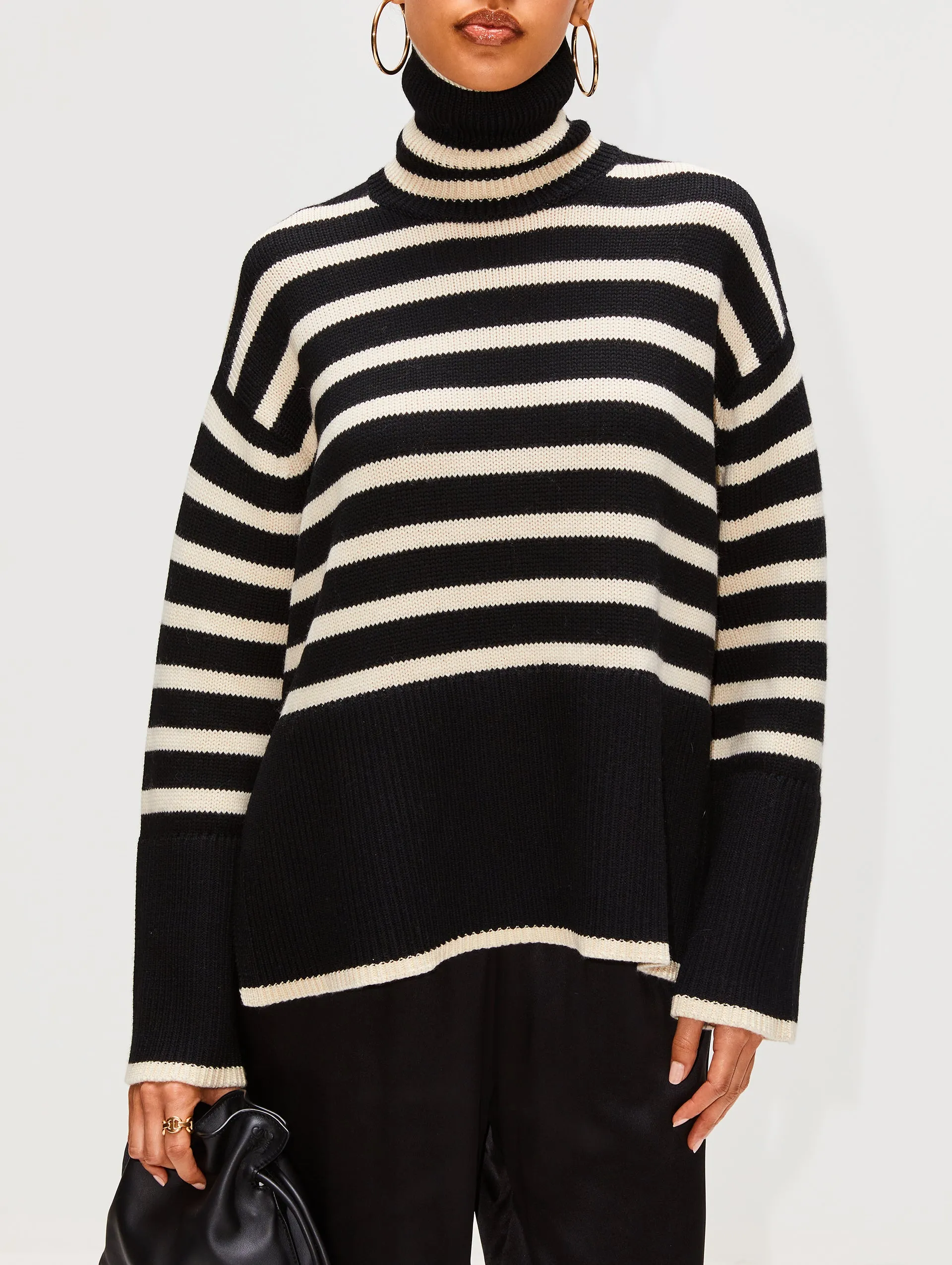 Striped Turtleneck: Patterned High Neck Shirt