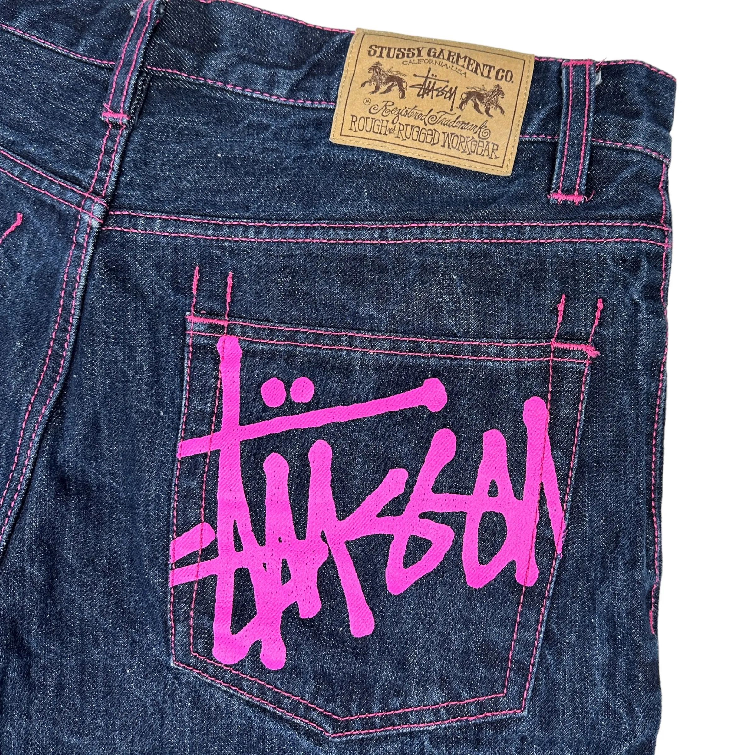 STUSSY PINK STITCH POCKET LOGO JORTS