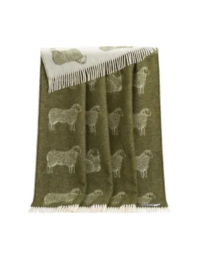 T210088 - Mossy Green Dot Sheep Wool Throw