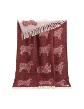 T220100 Wool Throw Sheep Burgundy