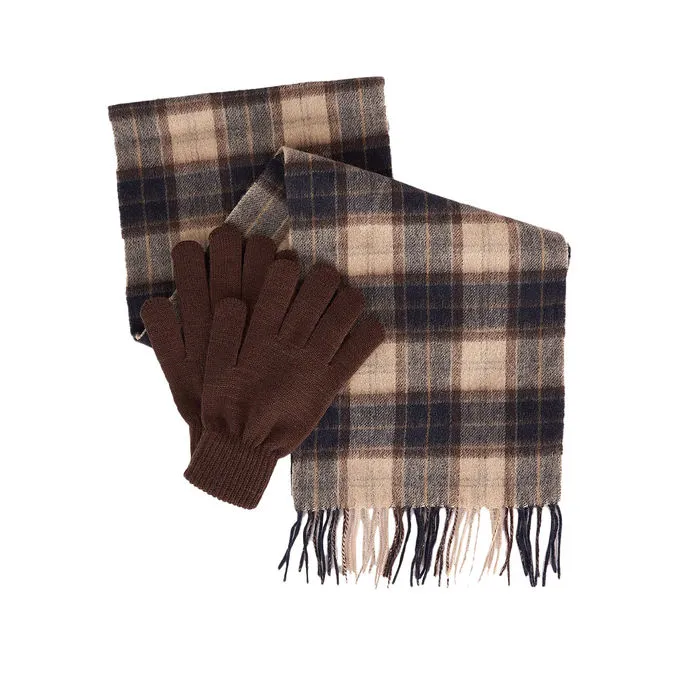 Tartan Scarf and Gloves Set for Men's Autumn Dress