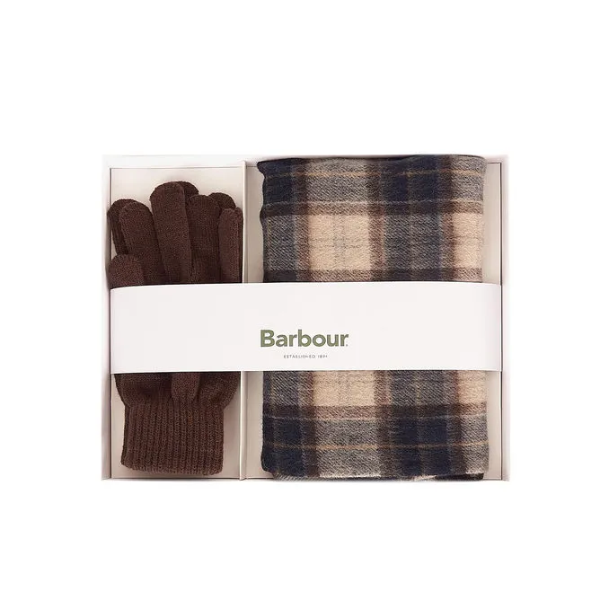 Tartan Scarf and Gloves Set for Men's Autumn Dress