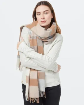 Tentree wool plaid scarf in Cartouche Brown/Elm White Heather