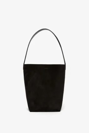 The Row Medium N/S black suede tote bag