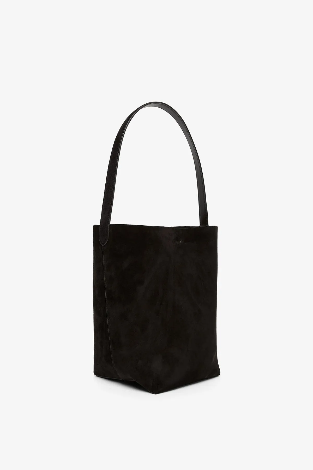 The Row Medium N/S black suede tote bag