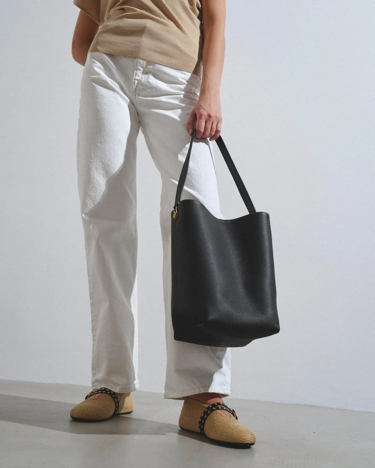 The Row Medium NS hook black tote bag