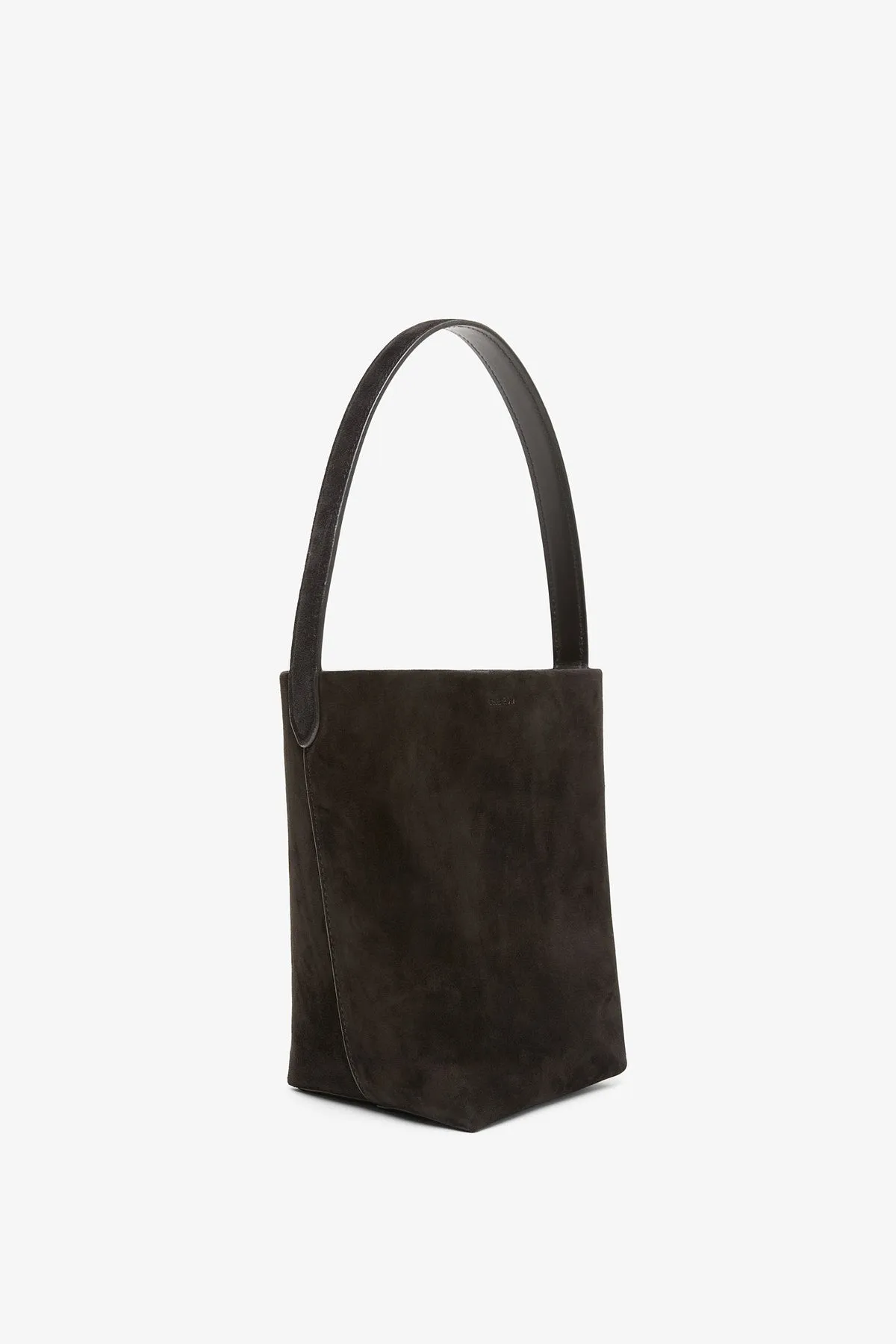 The Row Small N/S black suede tote bag