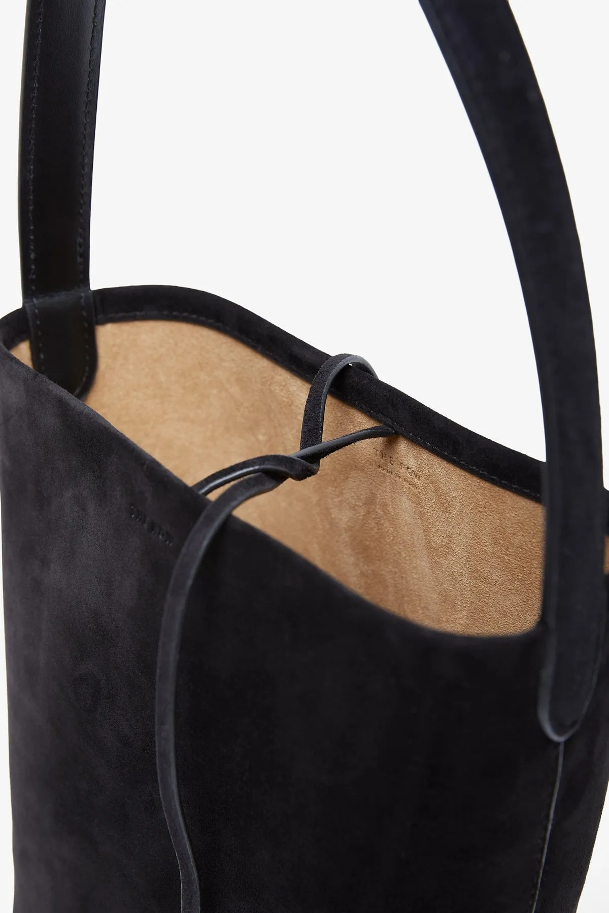 The Row Small N/S black suede tote bag