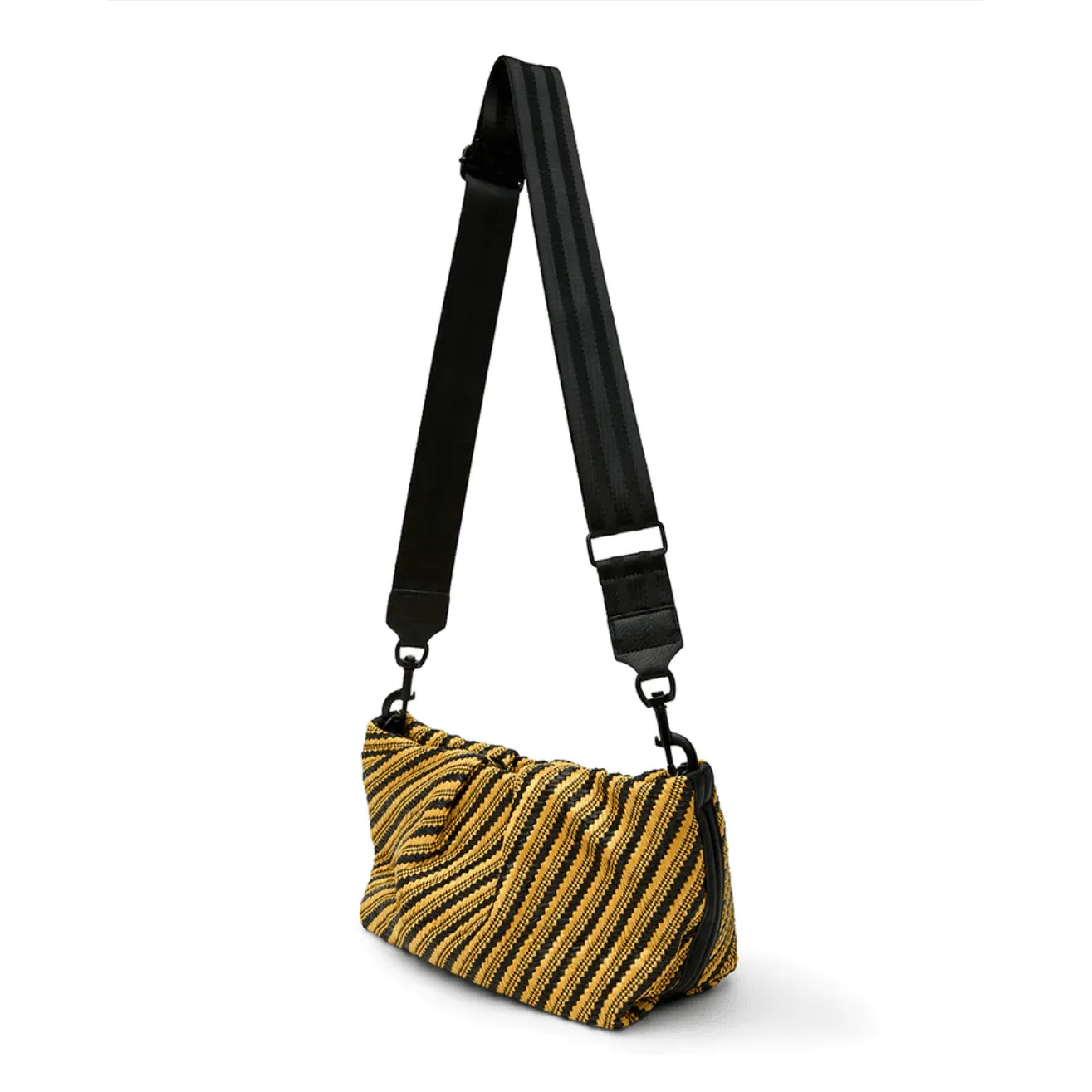 Think Royln Chic Savanna Clutch Crossbody Diagonal Stripe Raffia Handbag in Dune Black