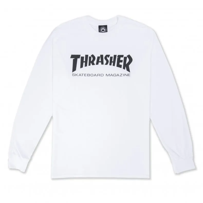 Thrasher Logo Long Sleeve T-Shirt (White/Black)