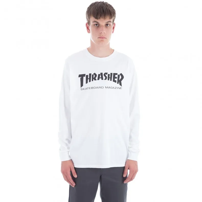 Thrasher Logo Long Sleeve T-Shirt (White/Black)