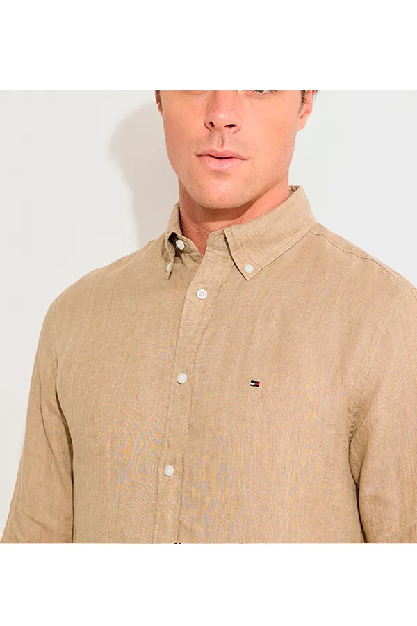 Tommy Hilfiger Regular Linen Shirt Sand