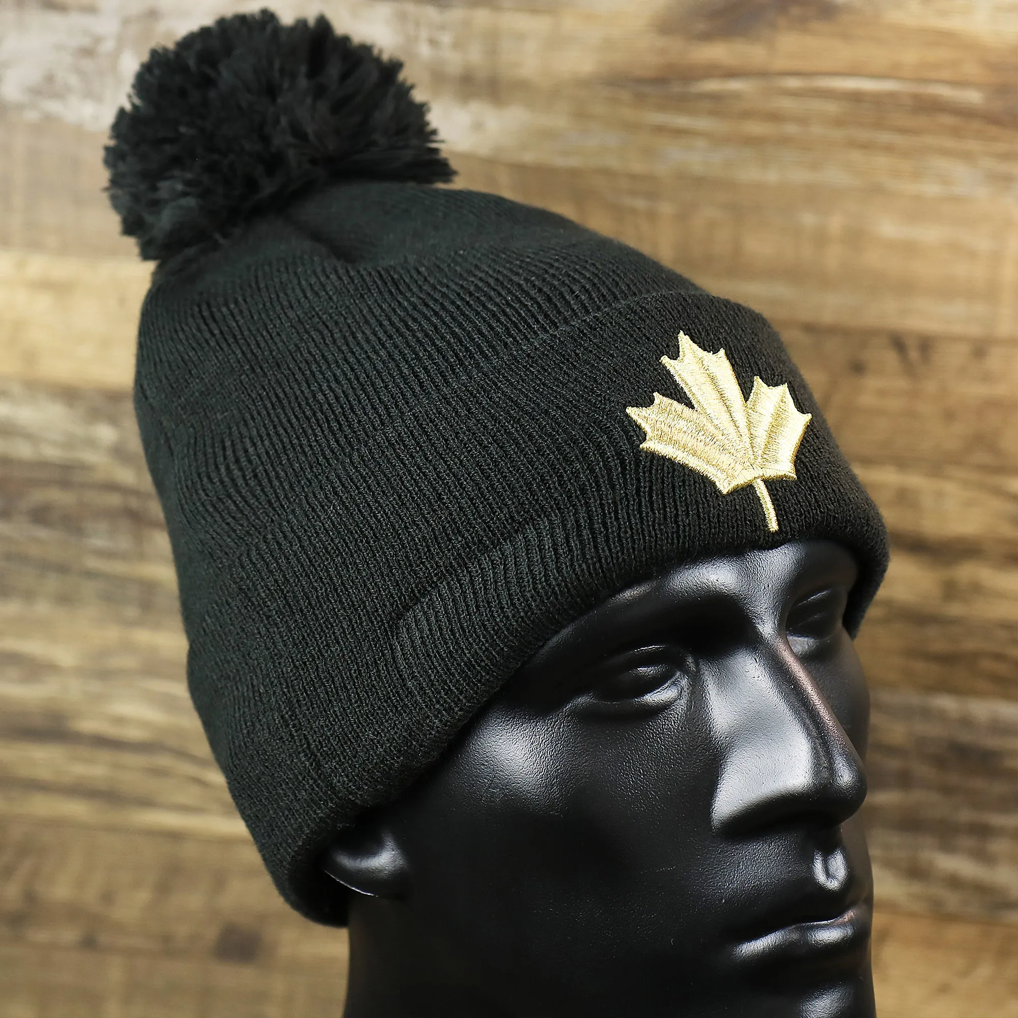 Toronto Raptors Metallic Gold Leaf Winter Beanie | Black Winter Beanie - NBA City Series