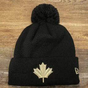 Toronto Raptors Metallic Gold Leaf Winter Beanie | Black Winter Beanie - NBA City Series