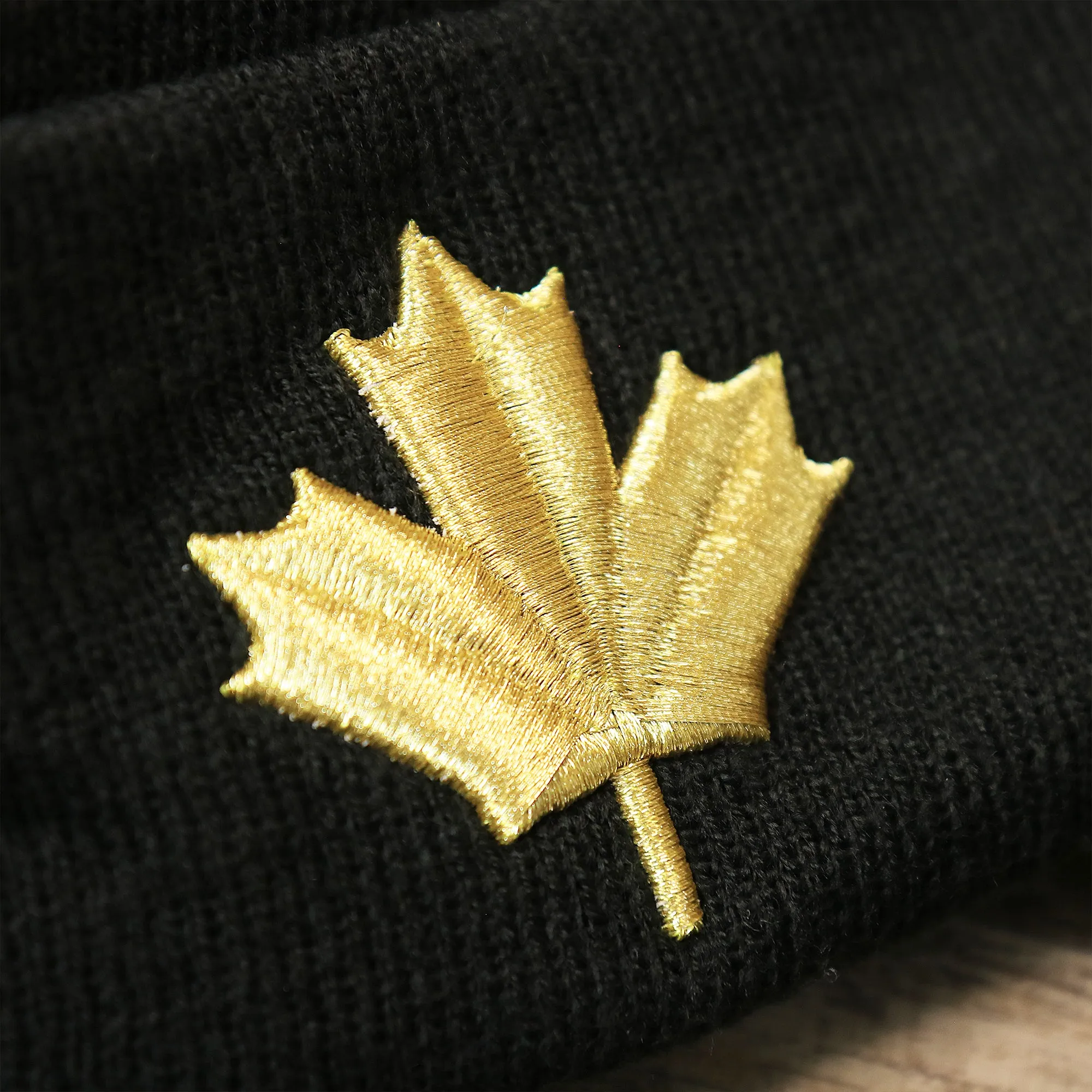 Toronto Raptors Metallic Gold Leaf Winter Beanie | Black Winter Beanie - NBA City Series