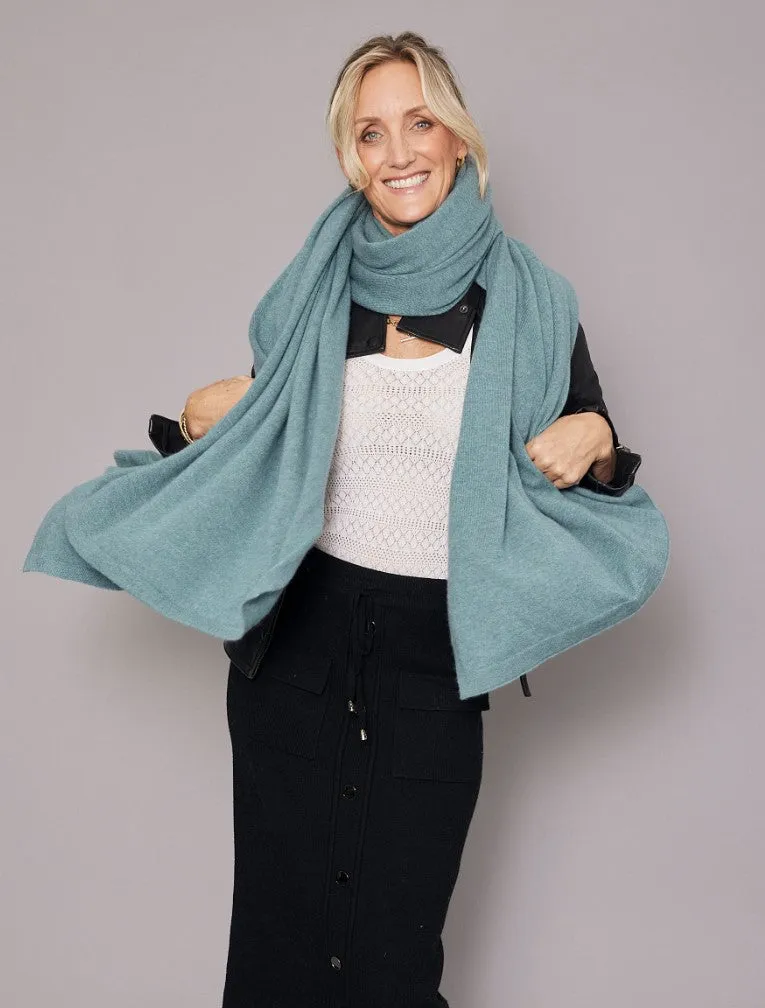 Turquoise Blue Cashmere Blanket Travel Wrap | Mineral