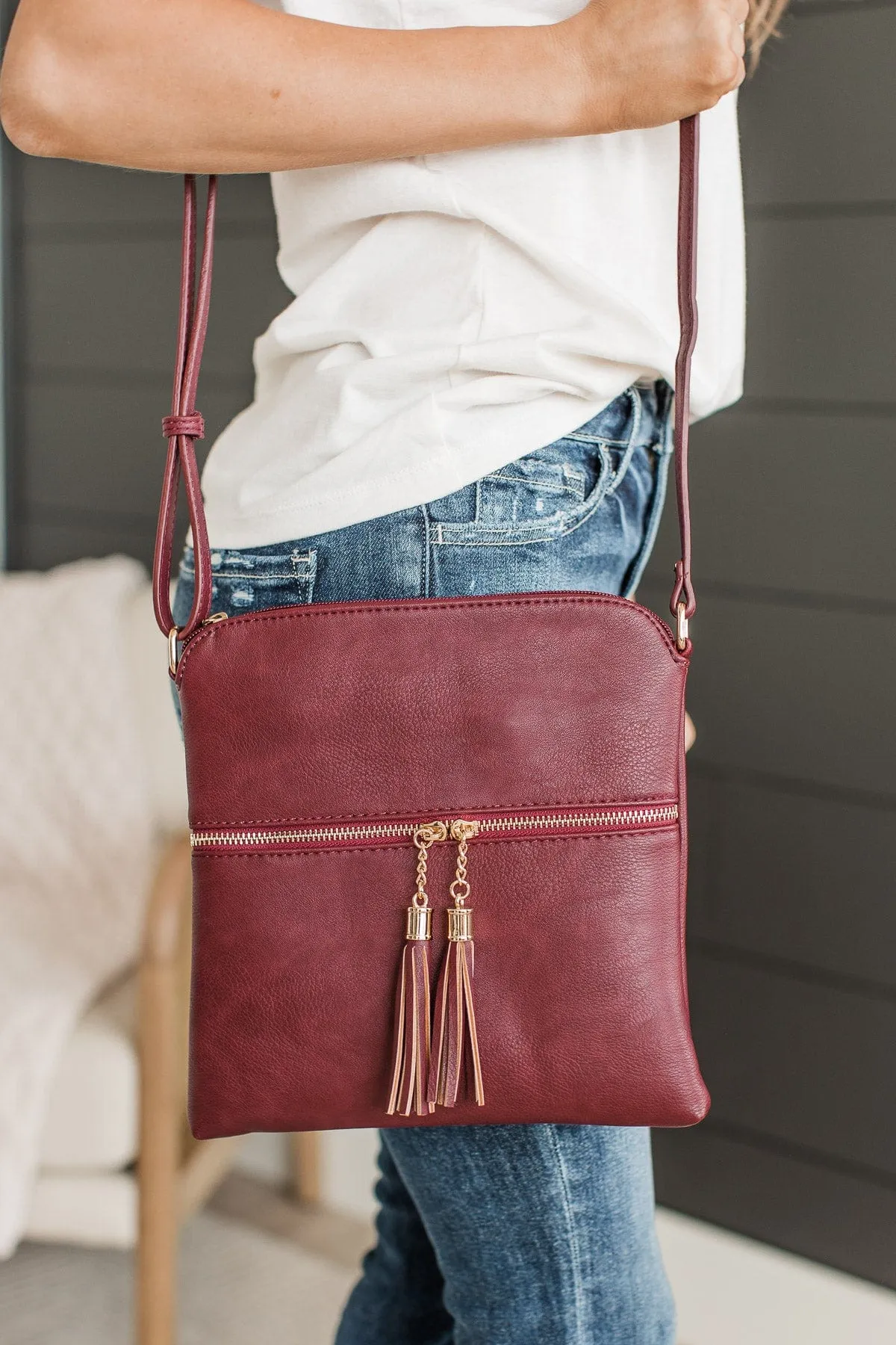 Undeniable Allure Crossbody Purse- Burgundy