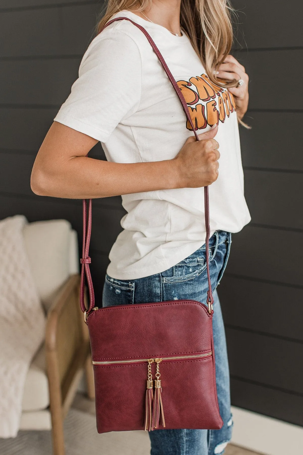 Undeniable Allure Crossbody Purse- Burgundy