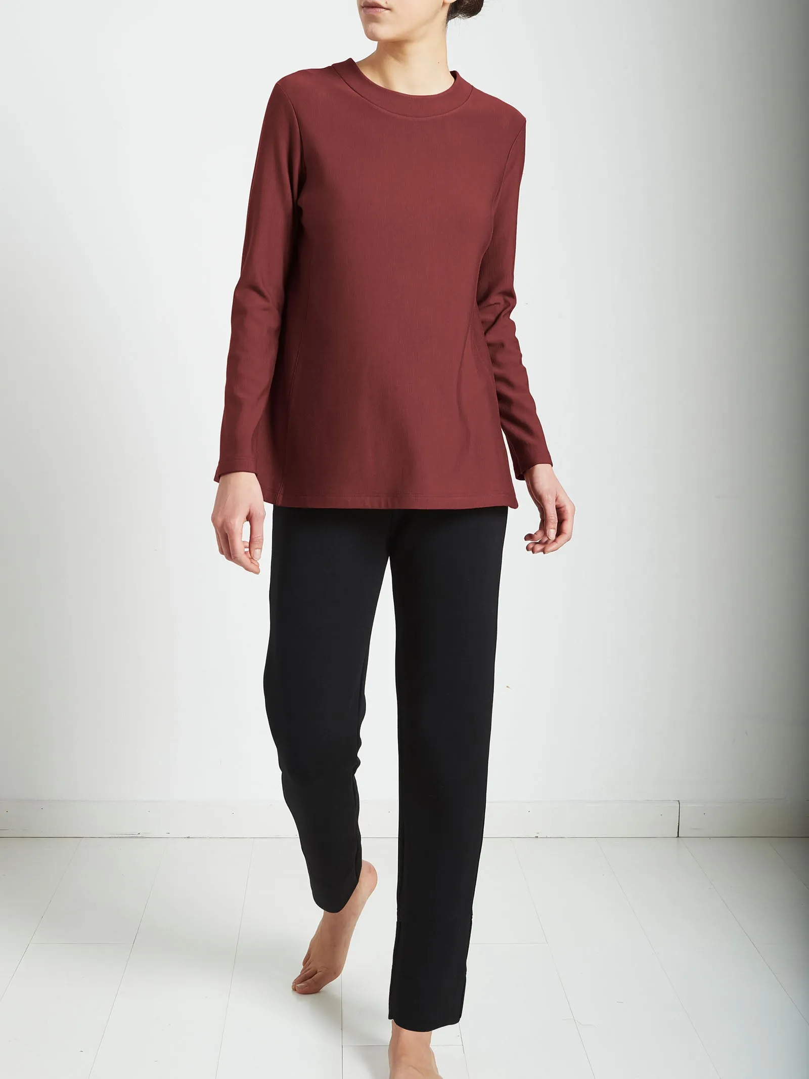 V-neck viscose scuba fabric sweatshirt