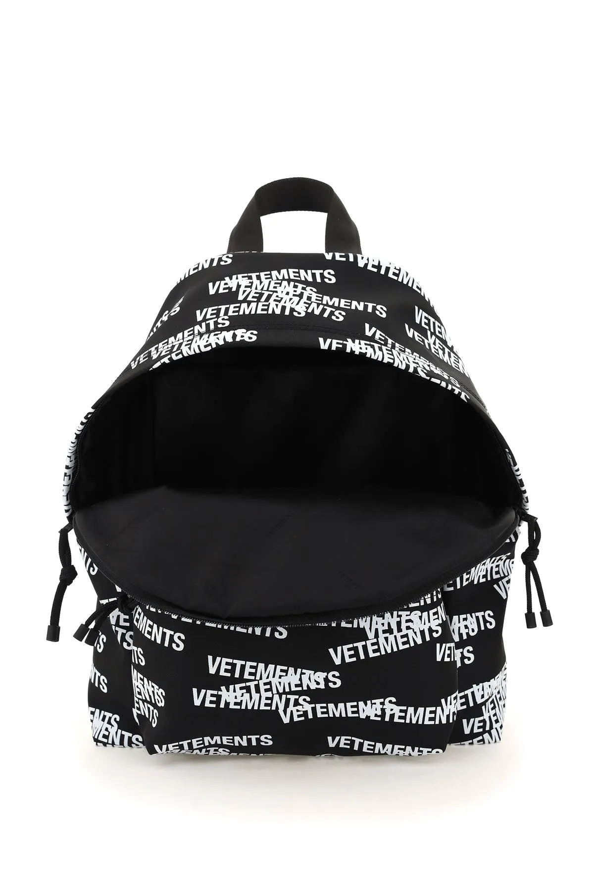 Vetements Allover Logo Printed Zipped Backpack