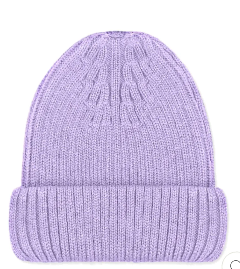 Violet Ribbed Beanie Hat.