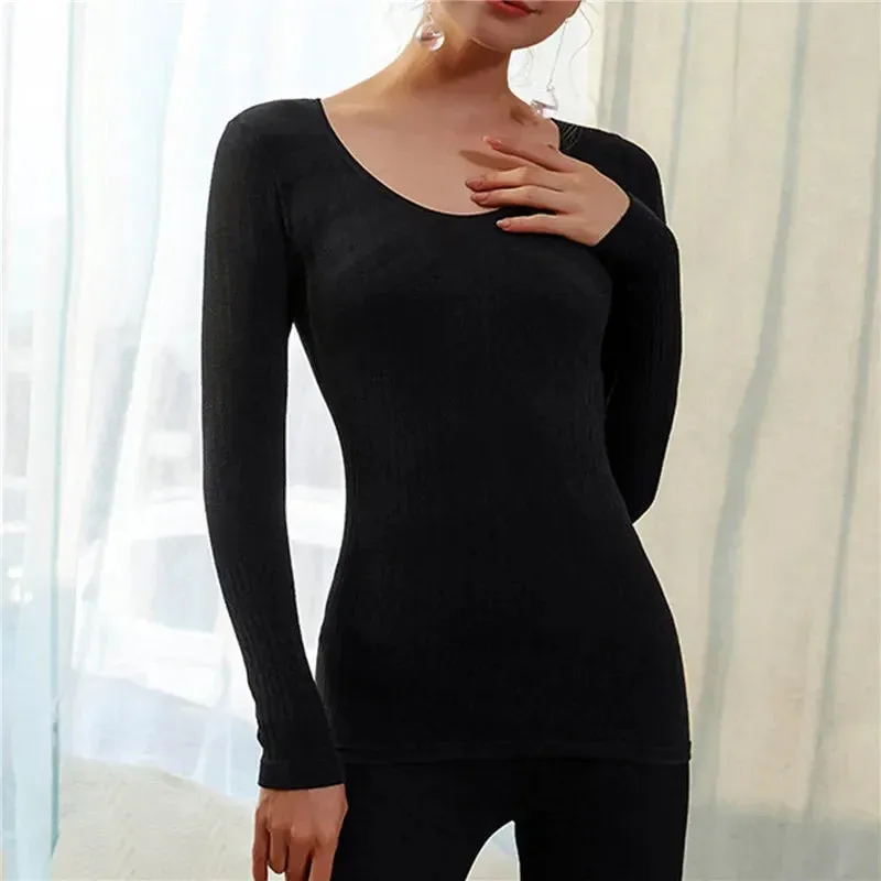 Warm Winter Long Sleeve Anti-itch Seamless Antibacterial Thermal Underwear