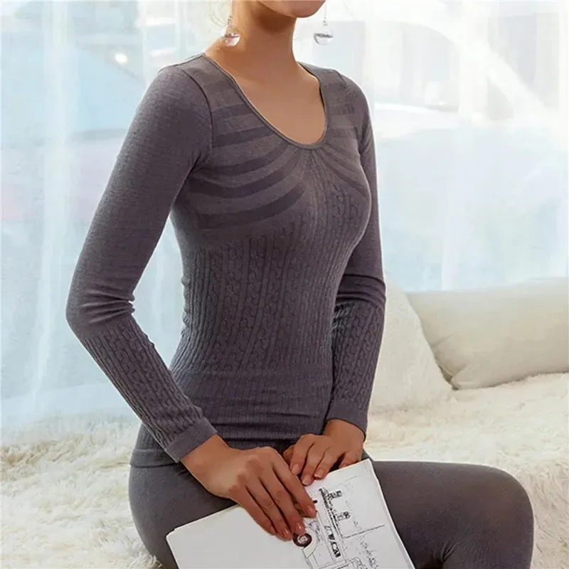 Warm Winter Long Sleeve Anti-itch Seamless Antibacterial Thermal Underwear