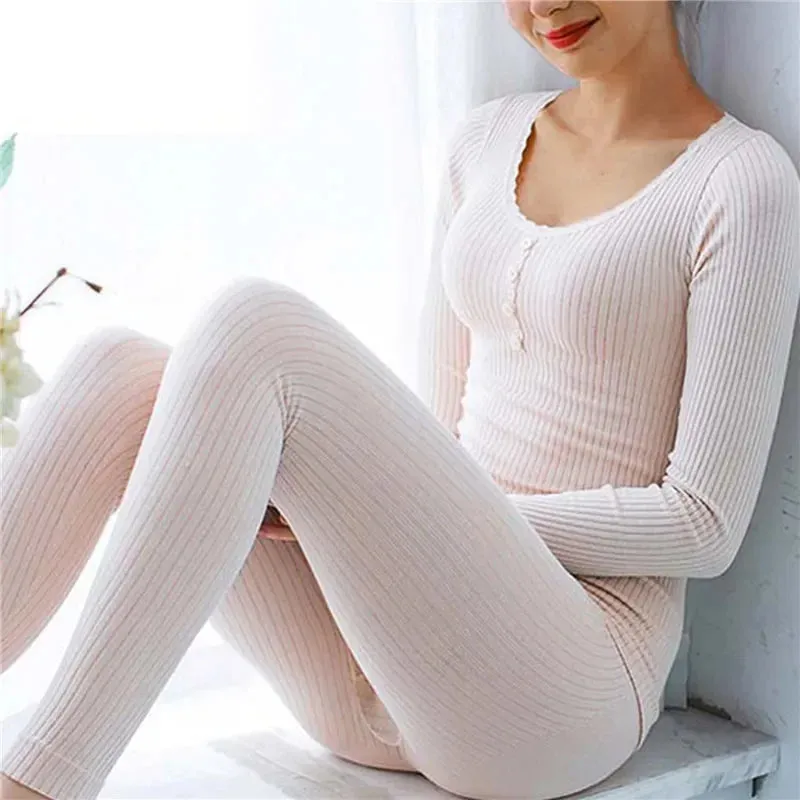 Warm Winter Long Sleeve Anti-itch Seamless Antibacterial Thermal Underwear