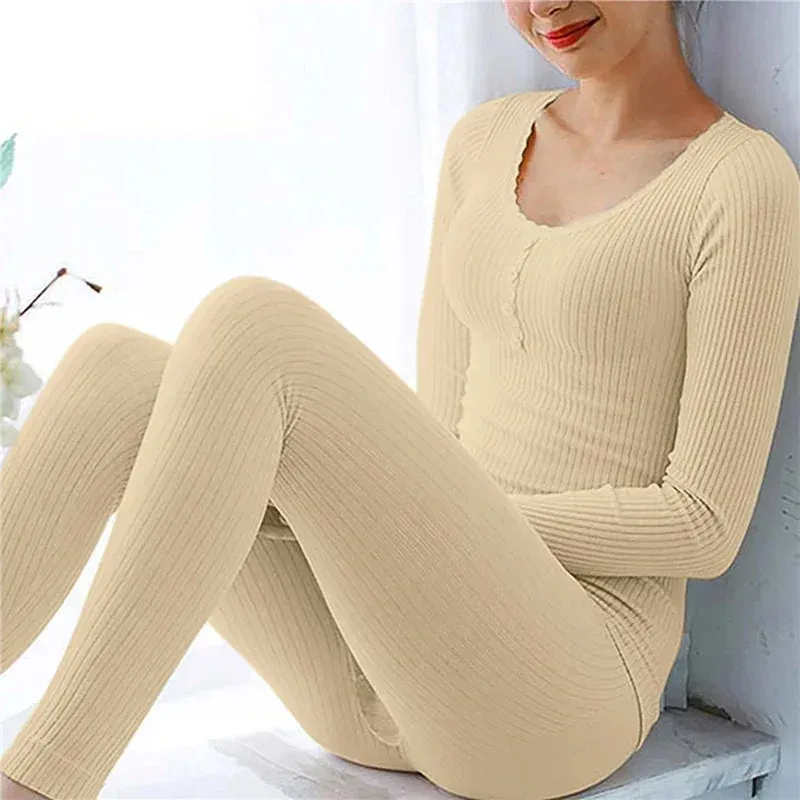 Warm Winter Long Sleeve Anti-itch Seamless Antibacterial Thermal Underwear