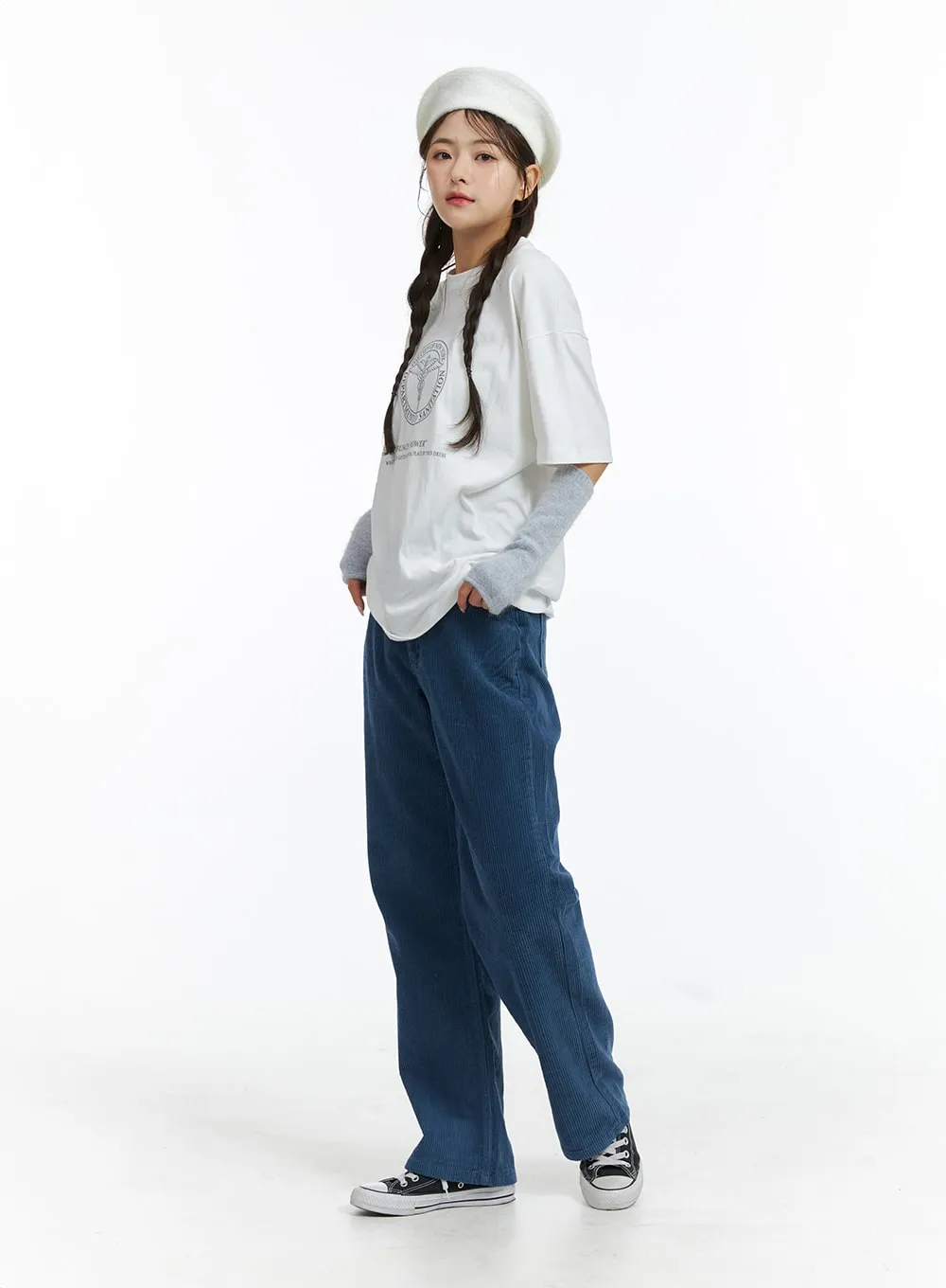 Wide Corduroy Cotton Pants - OJ409