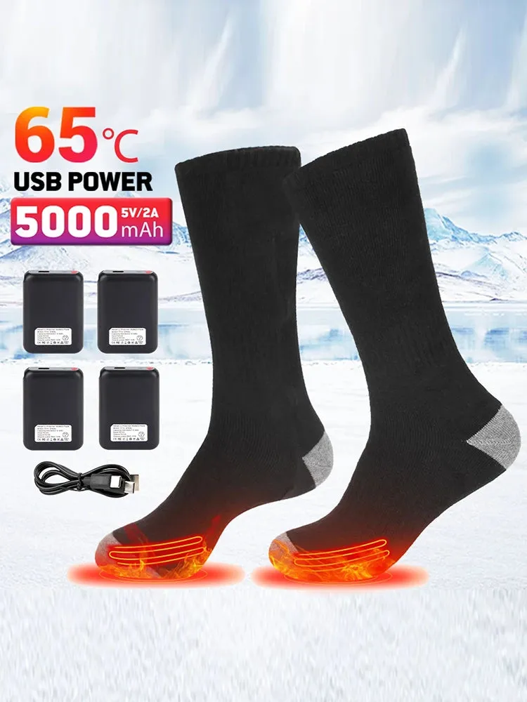 Winter Heated Socks | Thermal Socks | Rechargeable Electric Heating Ski Socks | Foot Warmer for Skiing, Sports, Cycling, Camping