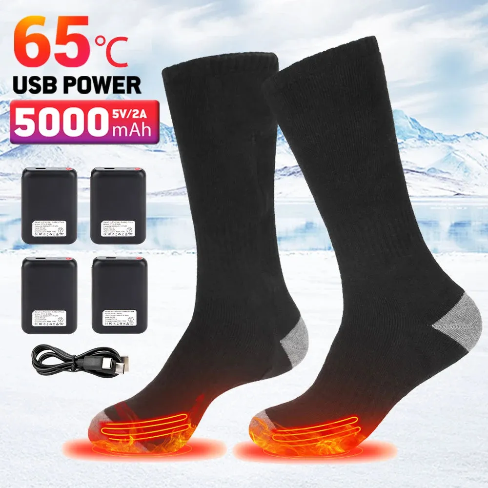 Winter Heated Socks | Thermal Socks | Rechargeable Electric Heating Ski Socks | Foot Warmer for Skiing, Sports, Cycling, Camping