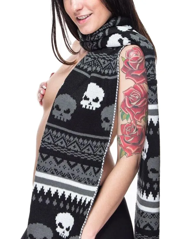 Winter Skulls Knit Scarf: Winter Skulls Knit Scarf for Men and Women