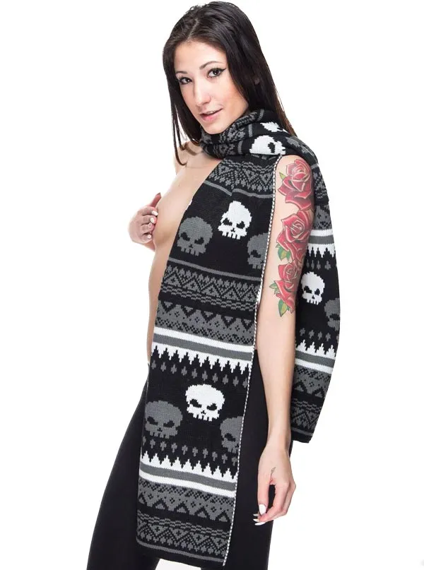 Winter Skulls Knit Scarf: Winter Skulls Knit Scarf for Men and Women