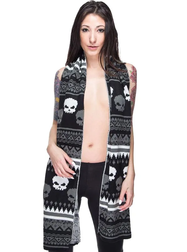 Winter Skulls Knit Scarf: Winter Skulls Knit Scarf for Men and Women