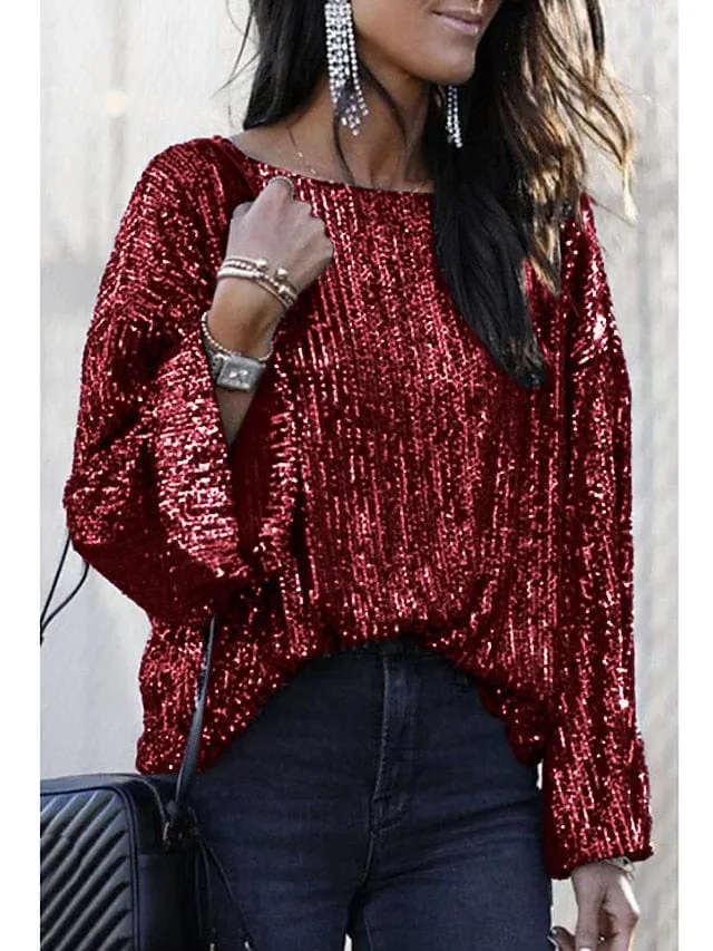 Women's Sparkly Sequin Fleece Blouse