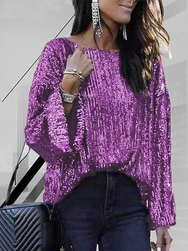 Women's Sparkly Sequin Fleece Blouse