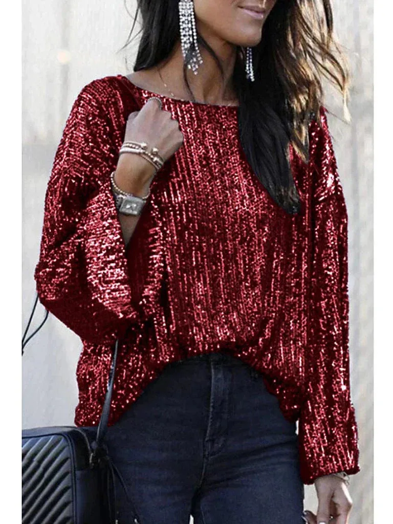 Women's Sparkly Sequin Fleece Blouse